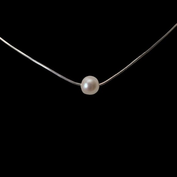 Sterling Silver Chain with one Pearl  10" Long - Picture 3 of 7